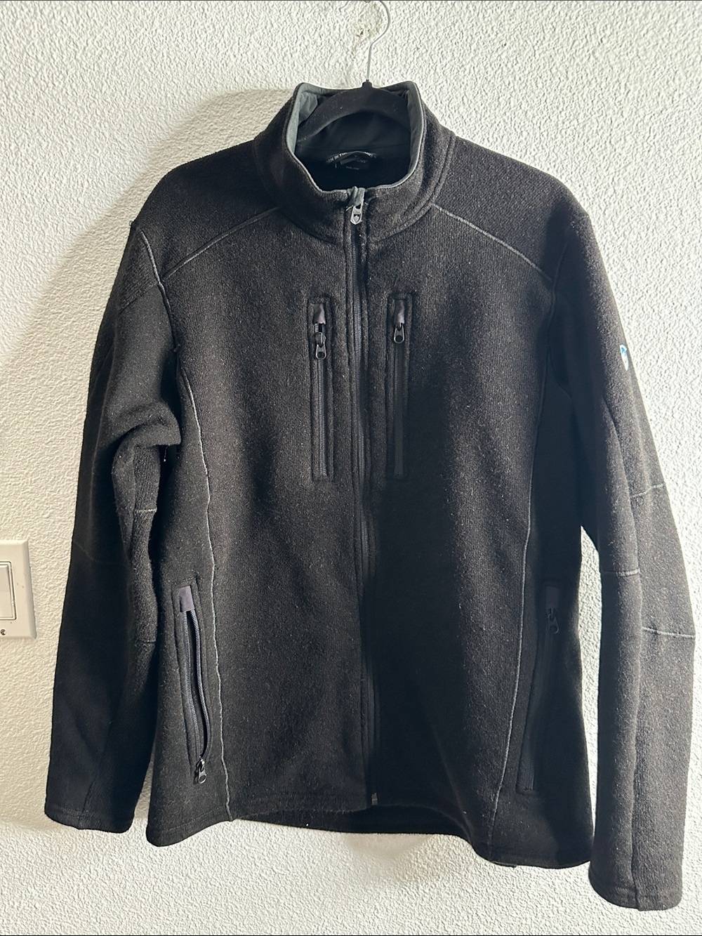 KUHL Men's Black Full-Zip Performance fleece Sweater Jacket size L hiking camp